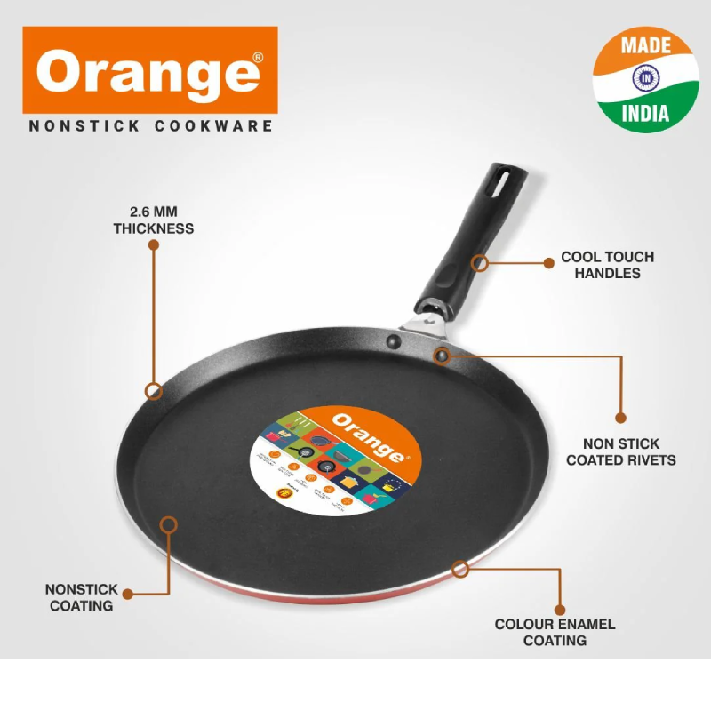 Orange Non-Stick Dosa Tawa 27.5Cm 2.6Mm Onsc002 2 Orange Non-Stick Dosa Tawa 27.5Cm 2.6Mm Onsc002