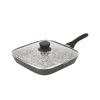 Orange Grill Pan Stone Finish 24cm Non-Stick with Glass Lid, 5 Layer Coating ONSC397
