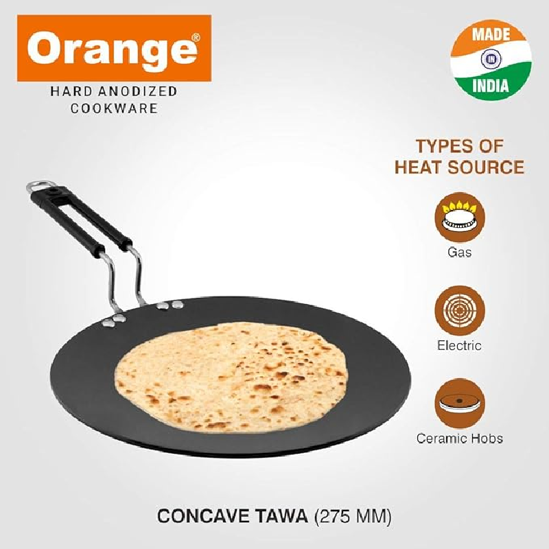 Orange Hard Anodized Chapati Tawa Non-Stick 27Cm Ohac086 3 Orange Hard Anodized Chapati Tawa Non-Stick 27Cm Ohac086