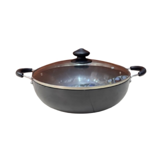 Orange Hard Anodized Deep Kadai No10 1.5L with Glass Lid OHAC102