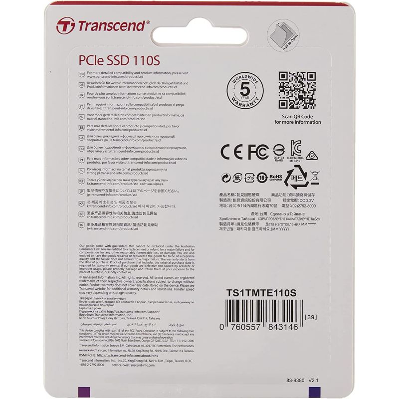 Transcend 1Tb M.2 2280 Pcle Gen3X4 M-Key Qlc Dram Less Ts1Tmte110Q 2 Transcend 1Tb M.2 2280 Pcle Gen3X4 M-Key Qlc Dram Less Ts1Tmte110Q