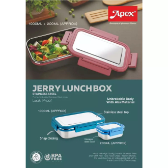Apex Jerry Lunch Box 700ml and 200ml Steel Body Leak Proof Containers 2pc Set 450186