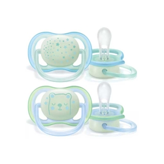 Philips Avent Soother Ultra Air Night Time 0-6m 2's 376/10