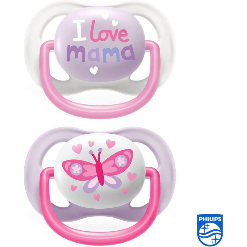 Philips Avent Soother Ultra Air Happy For Girl 0-6M 2'S 080/02 2 Philips Avent Soother Ultra Air Happy For Girl 0-6M 2'S 080/02