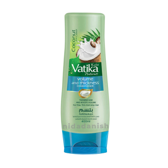 Vatika Conditioner Volume & Thickness, Natural Moisturizing Hair Conditioner for Women, with All Hair Types. Scalp Hydrating Moisturizer, 400ml Coconut (Pack of 3)