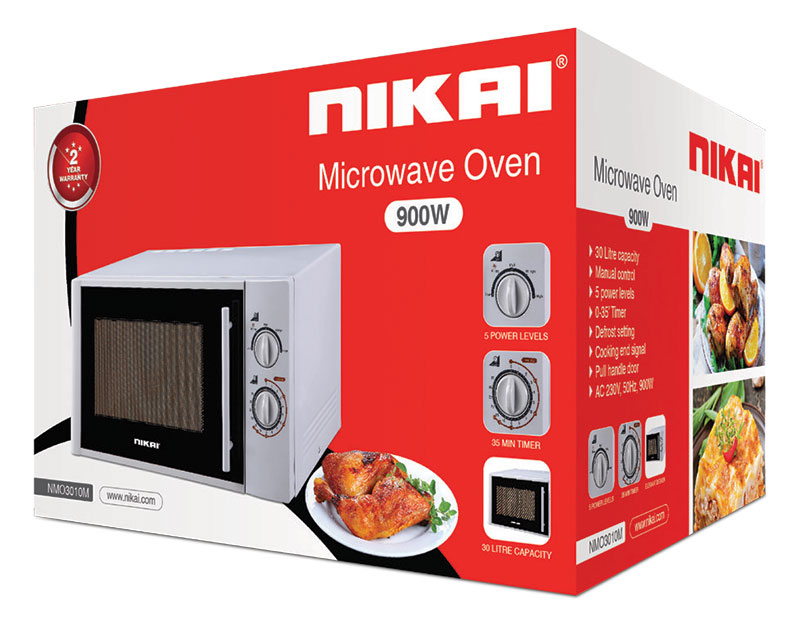 Nikai Microwave 30L Manual 5 Power Levels 900W Nmo3010M 35 Mins Timer Defrost Settings Cooking End Signal Pull Handle Door 5 Nikai Microwave 30L Manual 5 Power Levels 900W Nmo3010M 35 Mins Timer Defrost Settings Cooking End Signal Pull Handle Door
