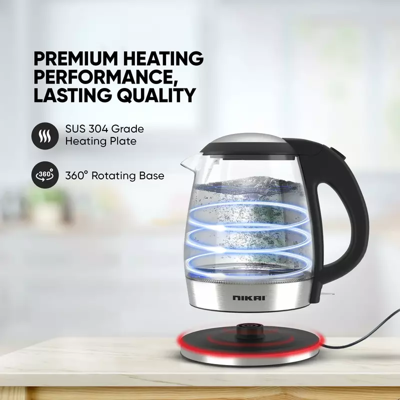 Nikai Jug Kettle 1.2L Glass With Filter 2200W Nk303G Filter With Boil Dry Protectiion Led Indicator Light With Sus 304 Grade Heating Plate 7 Nikai Jug Kettle 1.2L Glass With Filter 2200W Nk303G Filter With Boil Dry Protectiion Led Indicator Light With Sus 304 Grade Heating Plate