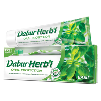 Dabur Herbal Toothpaste 150g No Brush Basil - Set of 3 Pcs