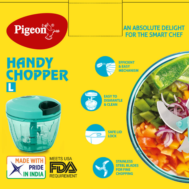 Pigeon Handy Chopper 4 In 1 Fruit And Vegetables 3 Blades 650Ml Sturdy 3-Blade Design 14298-M 5 Pigeon Handy Chopper 4 In 1 Fruit And Vegetables 3 Blades 650Ml Sturdy 3-Blade Design 14298-M