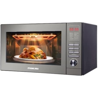 Nikai Microwave 25l Digital 5 Power Levels with Grill Function 900W NMO250MDG Defrost Settings Cooking End Signal 10 Auto Menus Mirror Finish Push Button Door