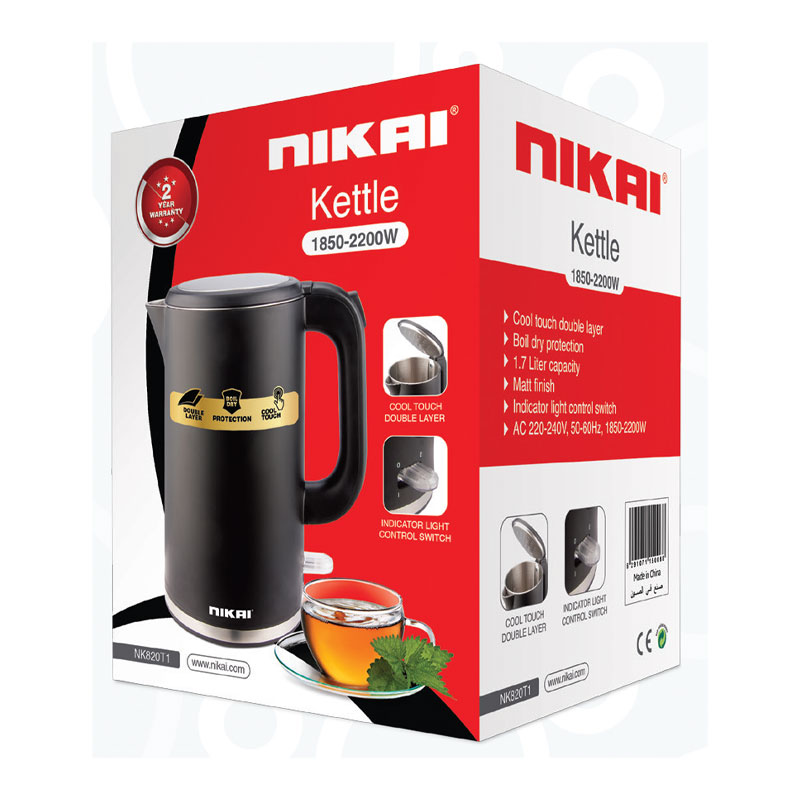 Nikai Kettle 1.7L 2200W Nk820T1 - Black 5 Nikai Kettle 1.7L 2200W Nk820T1 - Black
