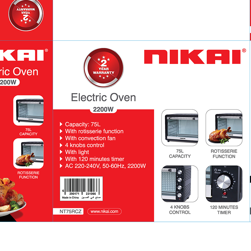 Nikai Oven Electric 40L With Rosting Function 3 Knobs Control 1500W Nt40Rz 60 Mins Timer Stainless Steel Heating Elements Inner Light Single Glass Panel 1 Nikai Oven Electric 40L With Rosting Function 3 Knobs Control 1500W Nt40Rz 60 Mins Timer Stainless Steel Heating Elements Inner Light Single Glass Panel