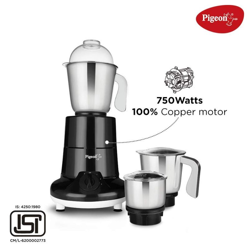 Pigeon Blender 1.5L Big Jar 1L Medium Jar 0.4L Chutney Jar Mixer Grinder Especial 3 Steel Jars 750W Sap 14075 Stainless Steel Blades For Tough Grinding Heavy Duty Motor Unbreakable Polycarbonate Lid For Convenient Grinding 6 Pigeon Blender 1.5L Big Jar 1L Medium Jar 0.4L Chutney Jar Mixer Grinder Especial 3 Steel Jars 750W Sap 14075 Stainless Steel Blades For Tough Grinding Heavy Duty Motor Unbreakable Polycarbonate Lid For Convenient Grinding