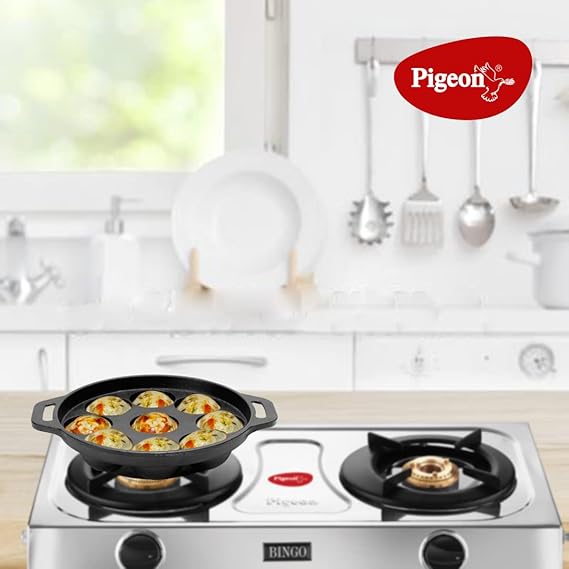 Pigeon Kitumbua Nonstick Paniyarakkal 9 Round - 4 Mm Thickness Sturdy Cool Touch Handle Metal Spoon Friendly Sap 16273 5 Pigeon Kitumbua Nonstick Paniyarakkal 9 Round - 4 Mm Thickness Sturdy Cool Touch Handle Metal Spoon Friendly Sap 16273