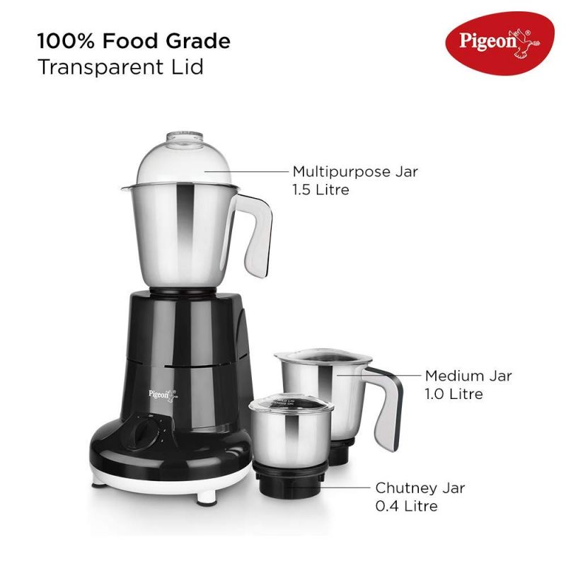 Pigeon Blender 1.5L Big Jar 1L Medium Jar 0.4L Chutney Jar Mixer Grinder Especial 3 Steel Jars 750W Sap 14075 Stainless Steel Blades For Tough Grinding Heavy Duty Motor Unbreakable Polycarbonate Lid For Convenient Grinding 5 Pigeon Blender 1.5L Big Jar 1L Medium Jar 0.4L Chutney Jar Mixer Grinder Especial 3 Steel Jars 750W Sap 14075 Stainless Steel Blades For Tough Grinding Heavy Duty Motor Unbreakable Polycarbonate Lid For Convenient Grinding