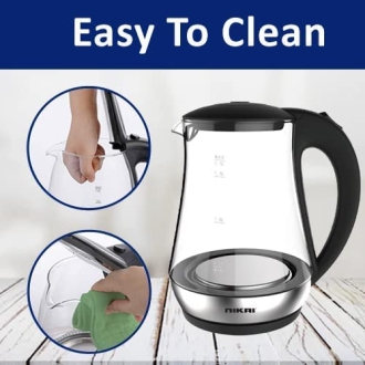 Nikai Jug Kettle 1.7L Glass With Cord Storage 2200W NK323G Automatic Shut Off Heat Plate With Led Indicator Light Detachable Filter Spout Cover