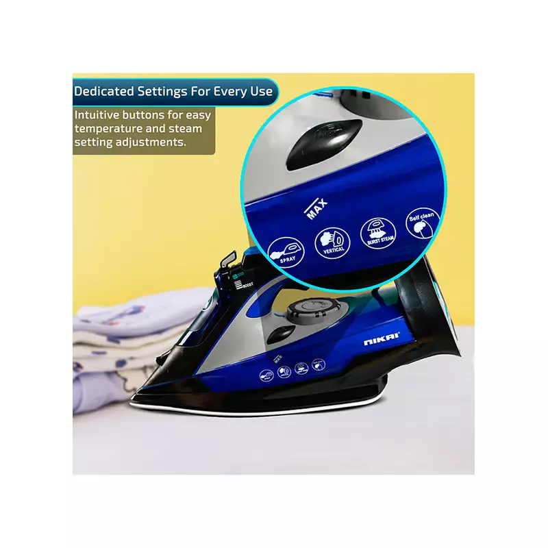 Nikai Steam Iron 320Ml Tank Dry And Spray Function 2200W Nsi808Cs Temperature Control Nano Ceramic Sole Plate Vertical Steam Function Indiator Light Powerful Burst System 3 Nikai Steam Iron 320Ml Tank Dry And Spray Function 2200W Nsi808Cs Temperature Control Nano Ceramic Sole Plate Vertical Steam Function Indiator Light Powerful Burst System