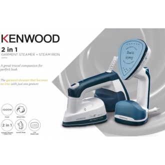 Kenwood Garment Steamer 180ml Tank 2 in 1 with Steam Iron 1000w Gsp40.000wb - Overheat Protection Grament Steamer With Steam Iron Rotary Plate Led Light