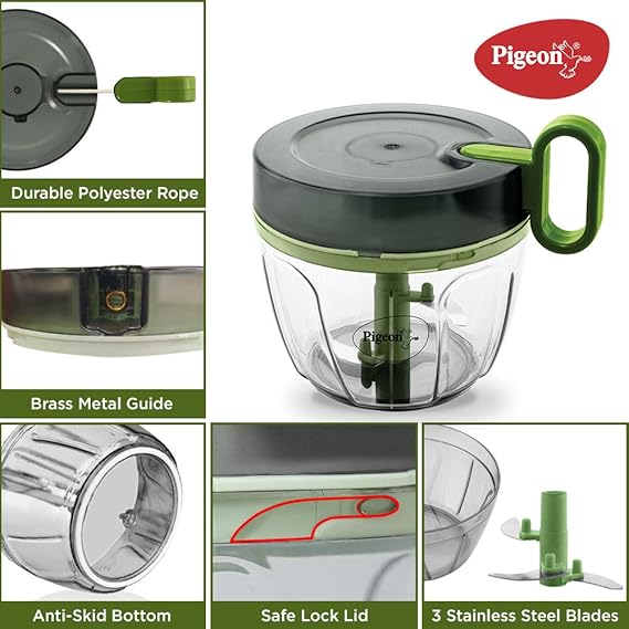 Pigeon Large Handy Chopper 650Ml – 3-Blade Compact Vegetable &Amp; Fruit Cutter, Sap 14516-M 4 Pigeon Large Handy Chopper 650Ml – 3-Blade Compact Vegetable &Amp; Fruit Cutter, Sap 14516-M