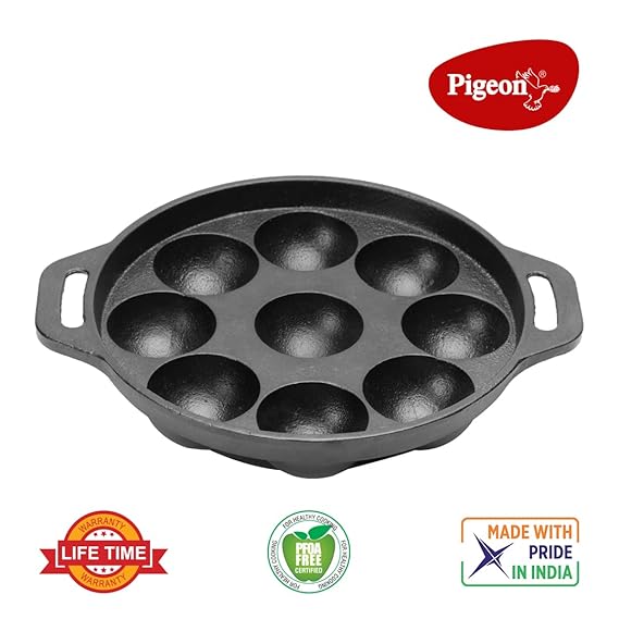 Pigeon Kitumbua Nonstick Paniyarakkal 9 Round - 4 Mm Thickness Sturdy Cool Touch Handle Metal Spoon Friendly Sap 16273 4 Pigeon Kitumbua Nonstick Paniyarakkal 9 Round - 4 Mm Thickness Sturdy Cool Touch Handle Metal Spoon Friendly Sap 16273