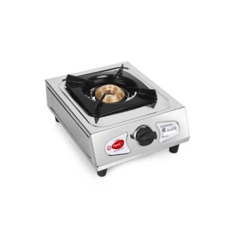 Pigeon Gas Cooker 1 Burner Steel Classic Sap 2 - Stainless Steel Brass Burner Pan Support Unbreakable Abs Knob