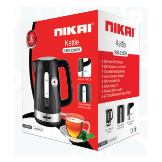 Nikai Jug Kettle 1.7L Plastic With Water Guage 2200W NK544P Removable Filter With Water Guage Indicator Light On Switch With Strix U29 Controller