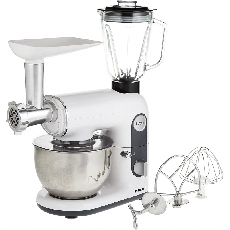 Nikai Kitchen Machine 4L 3 In 1 Blender Mincer And Mixer 800W Nfp444A Stainless Steel Bowl With Cover Metal Gear 3 Blades Whisk, Dough Hook &Amp; Beater 6 Speed With Pulse 2 Nikai Kitchen Machine 4L 3 In 1 Blender Mincer And Mixer 800W Nfp444A Stainless Steel Bowl With Cover Metal Gear 3 Blades Whisk, Dough Hook &Amp; Beater 6 Speed With Pulse
