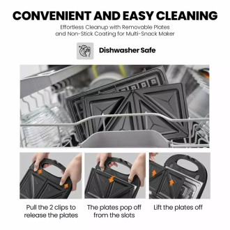 Nikai Sandwich Toaster 4 Slice 7 In 1 Sandwich, Grill, Donut, Waffle, Cup Cake, Nutty, Conemaker 750W NGT727D Non Stick Cooking Plate Cool Touch Housing Detachable Plates With Light Indicator