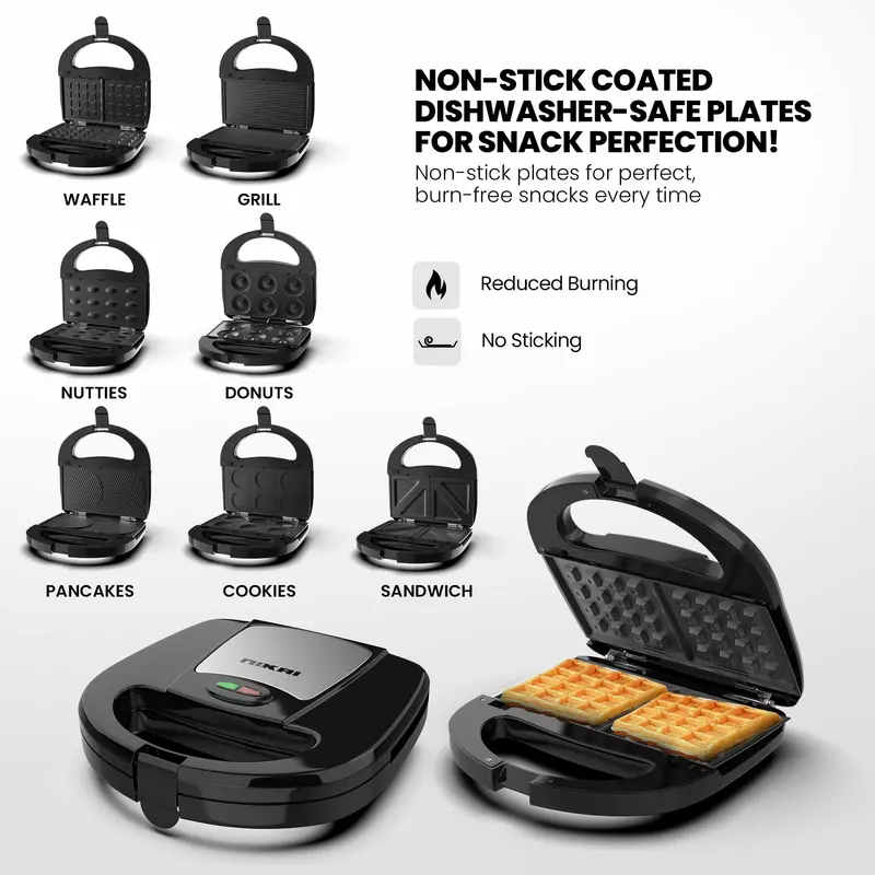 Nikai Sandwich Toaster 4 Slice 7 In 1 Sandwich, Grill, Donut, Waffle, Cup Cake, Nutty, Conemaker 750W Ngt727D Non Stick Cooking Plate Cool Touch Housing Detachable Plates With Light Indicator 2 Nikai Sandwich Toaster 4 Slice 7 In 1 Sandwich, Grill, Donut, Waffle, Cup Cake, Nutty, Conemaker 750W Ngt727D Non Stick Cooking Plate Cool Touch Housing Detachable Plates With Light Indicator