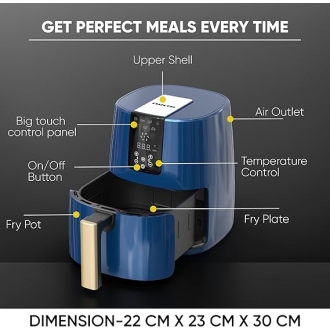 Nikai Airfryer 4l Digital 1250w Naf588d Precision Temperature Control, 7 Preset Cooking Programs, 360-Degree Air Circulation, One-Touch Operation