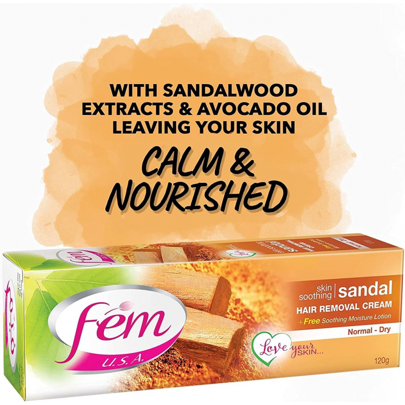 Dabur Fem Hair Removal Cream,For Normal And Dry Skin, Skin Rejuvenating, 120G Sandal Wood - Set Of 3 Pcs 5 Dabur Fem Hair Removal Cream,For Normal And Dry Skin, Skin Rejuvenating, 120G Sandal Wood - Set Of 3 Pcs