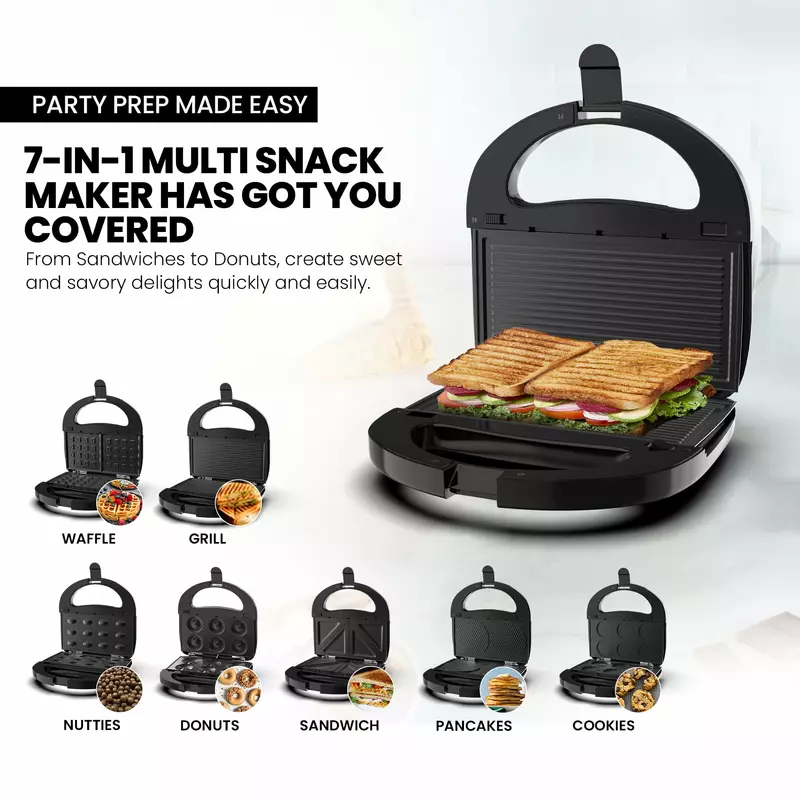 Nikai Sandwich Toaster 4 Slice 7 In 1 Sandwich, Grill, Donut, Waffle, Cup Cake, Nutty, Conemaker 750W Ngt727D Non Stick Cooking Plate Cool Touch Housing Detachable Plates With Light Indicator 6 Nikai Sandwich Toaster 4 Slice 7 In 1 Sandwich, Grill, Donut, Waffle, Cup Cake, Nutty, Conemaker 750W Ngt727D Non Stick Cooking Plate Cool Touch Housing Detachable Plates With Light Indicator