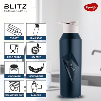 Pigeon Blitz Stainless Steel Water Bottle 975ml Blue – Sipper Cap Eco friendly, BPA Free, Sap 19004480