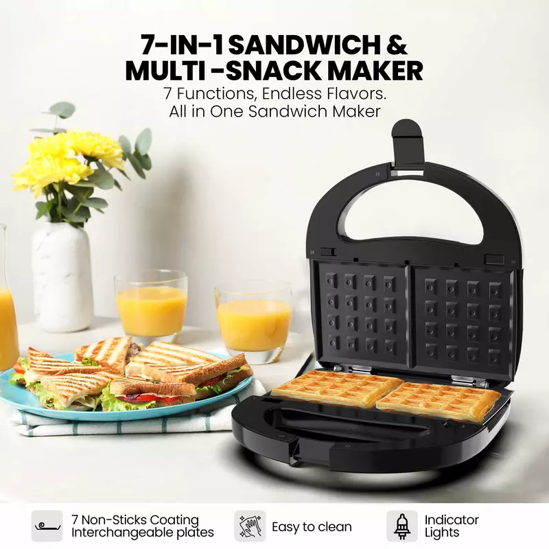 Nikai Sandwich Toaster 4 Slice 7 In 1 Sandwich, Grill, Donut, Waffle, Cup Cake, Nutty, Conemaker 750W Ngt727D Non Stick Cooking Plate Cool Touch Housing Detachable Plates With Light Indicator 4 Nikai Sandwich Toaster 4 Slice 7 In 1 Sandwich, Grill, Donut, Waffle, Cup Cake, Nutty, Conemaker 750W Ngt727D Non Stick Cooking Plate Cool Touch Housing Detachable Plates With Light Indicator