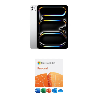 Apple 11" iPad Pro M4 Chip Kit with Microsoft 365 Personal 1-Year License Standard Glass, 256GB, Wi-Fi Only, Silver