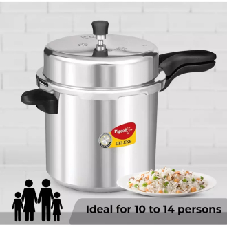 Pigeon Pressure Cooker 12l Deluxe Outer Lid Aluminium Sap 106 - Ergonomic Sturdy Handle Thermal Efficiency Special Alloy Safety Plug