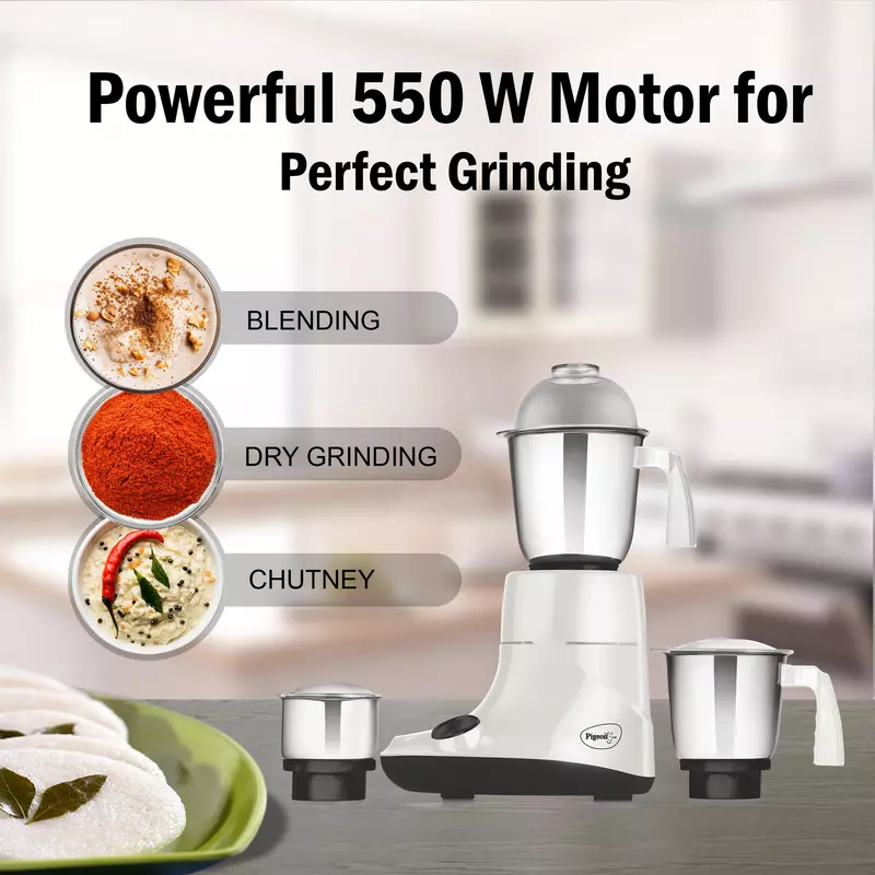 Pigeon Blender 1.5L Big Jar 1.0L Medium Jar 0.4L Chutney Jar Mixer Grinder Ivory 3 Steel Jars 550W Sap 12396 - Stainless Steel Blades For Tough Grinding Heavy Duty Motor Unbreakable Polycarbonate Lid For Convenient Grinding 4 Pigeon Blender 1.5L Big Jar 1.0L Medium Jar 0.4L Chutney Jar Mixer Grinder Ivory 3 Steel Jars 550W Sap 12396 - Stainless Steel Blades For Tough Grinding Heavy Duty Motor Unbreakable Polycarbonate Lid For Convenient Grinding