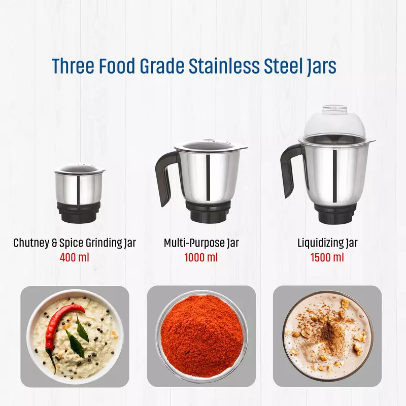 Pigeon Blender 1.5L Big Jar 1L Medium Jar 0.4L Chutney Jar Mixer Grinder Especial 3 Steel Jars 750W Sap 14075 Stainless Steel Blades For Tough Grinding Heavy Duty Motor Unbreakable Polycarbonate Lid For Convenient Grinding 11 Pigeon Blender 1.5L Big Jar 1L Medium Jar 0.4L Chutney Jar Mixer Grinder Especial 3 Steel Jars 750W Sap 14075 Stainless Steel Blades For Tough Grinding Heavy Duty Motor Unbreakable Polycarbonate Lid For Convenient Grinding