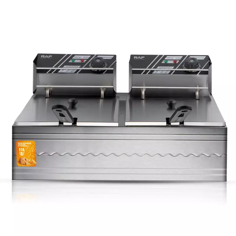 Raf Commercial Deep Fryer 5.5L + 5.5L 2500W, Reinforced Frying Basket, Thickened Stainless Steel, Uniform Heating, Rapid Heating R.5221 5 Raf Commercial Deep Fryer 5.5L + 5.5L 2500W, Reinforced Frying Basket, Thickened Stainless Steel, Uniform Heating, Rapid Heating R.5221