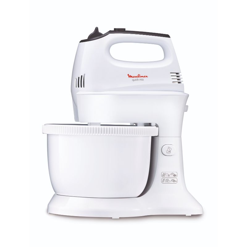 Moulinex Quickmix Hand Mixer With Bowl 350W 3.5L 5 Speeds 2 Attachments White Hm311127 1 Moulinex Quickmix Hand Mixer With Bowl 350W 3.5L 5 Speeds 2 Attachments White Hm311127