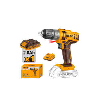 Ingco Cordless Drill Lithium-ion 20V 45Nm with Integrated Work Light & LED Battery Power Indicator CDLI200518