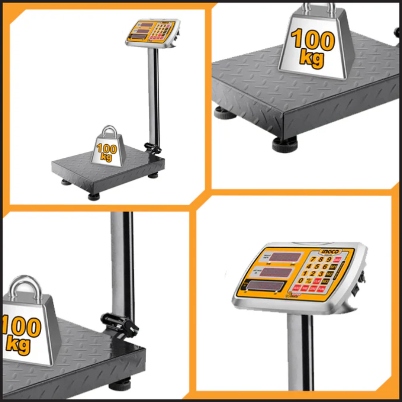 Ingco Rechargeable Digital Platform Scale 100Kg With Led Display, 20G Graduation Hesa31003 3 Ingco Rechargeable Digital Platform Scale 100Kg With Led Display, 20G Graduation Hesa31003
