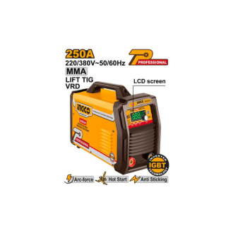 Ingco Inverter MMA/TIG Lift Welding Machine Single Phase 250A with LCD Screen, VRD Function ING-MMA25079