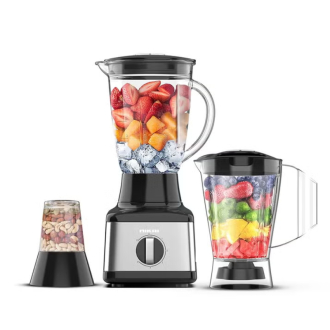 Nikai Blender 1.5l Plastic Jug with Dry Grinder 500w Nb3900geb, St Steel Blades, Multifunctional Grinder, Glass & Plastic Jugs, 5 Speeds + Pulse, Perfect for Dry & Wet Fine Grinding, Mixing & Juicing