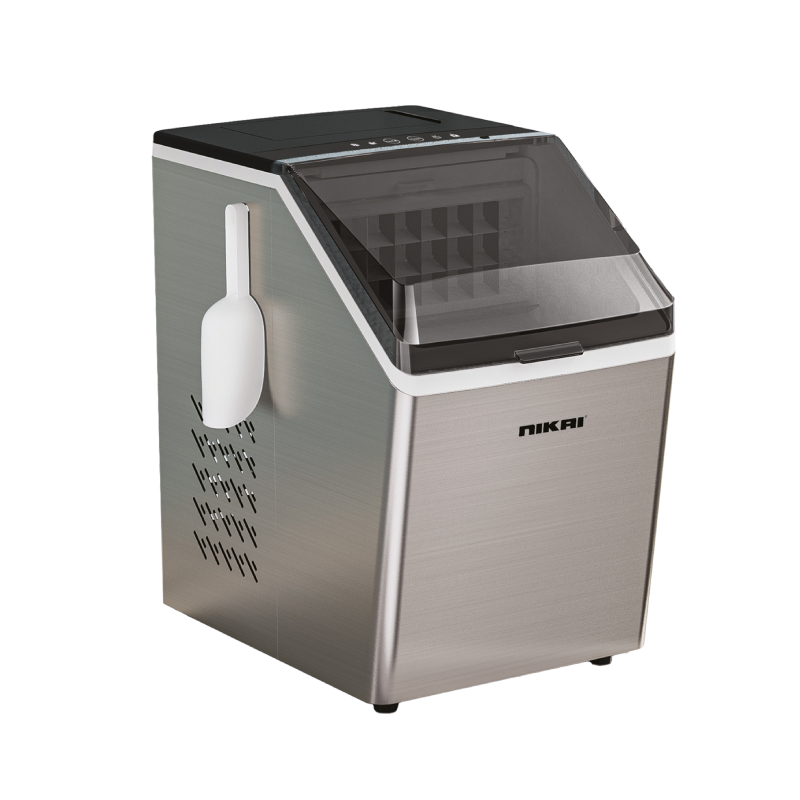 Nikai Ice Maker 3.2L Tank 24 Ice Cubes Per Cycle 1.3Kg Ice Bin Storage 130W Nim3412A Stainless Steel Housing With Semi Transparent Lid Large Viewing Window Led Display Showing Timer 1 Nikai Ice Maker 3.2L Tank 24 Ice Cubes Per Cycle 1.3Kg Ice Bin Storage 130W Nim3412A Stainless Steel Housing With Semi Transparent Lid Large Viewing Window Led Display Showing Timer