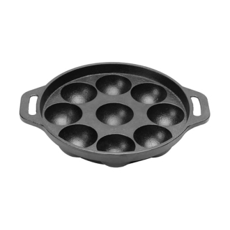 Pigeon Kitumbua Nonstick Paniyarakkal 9 Round - 4 Mm Thickness Sturdy Cool Touch Handle Metal Spoon Friendly Sap 16273