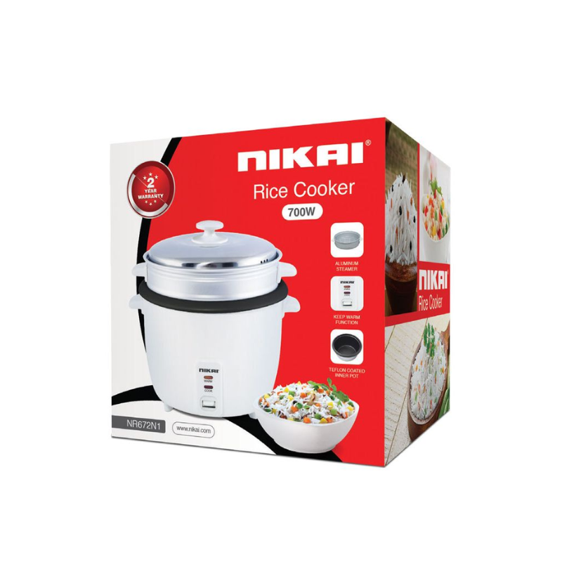 Nikai Rice Cooker 1.8L Keep Warm Function Teflon Coated Inner Pot 700W Nr672N1 Aluminum Steamer Detachable Power Cord Indicator Lights 8 Nikai Rice Cooker 1.8L Keep Warm Function Teflon Coated Inner Pot 700W Nr672N1 Aluminum Steamer Detachable Power Cord Indicator Lights