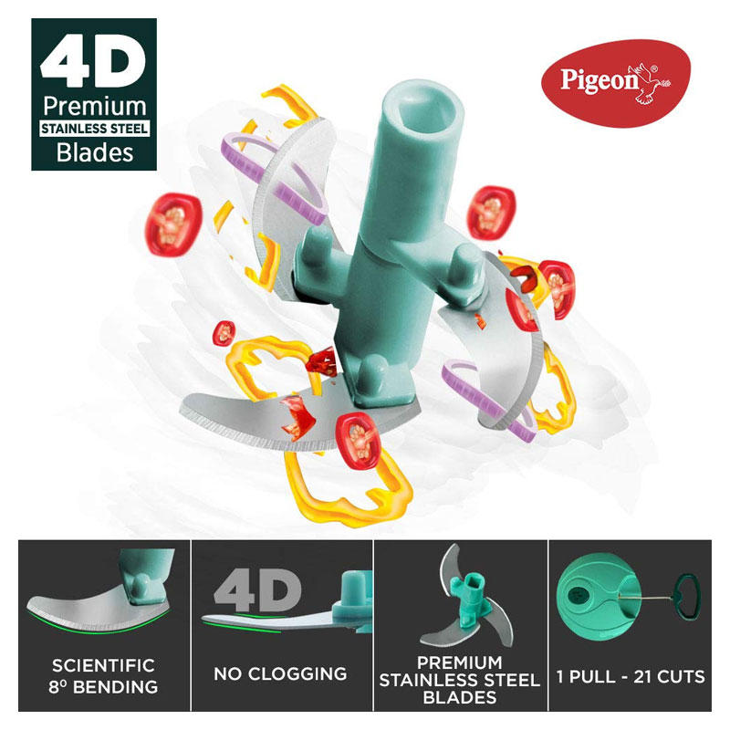 Pigeon Handy Chopper 4 In 1 Fruit And Vegetables 3 Blades 650Ml Sturdy 3-Blade Design 14298-M 3 Pigeon Handy Chopper 4 In 1 Fruit And Vegetables 3 Blades 650Ml Sturdy 3-Blade Design 14298-M