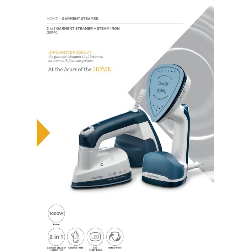 Kenwood Garment Steamer 180Ml Tank 2 In 1 With Steam Iron 1000W Gsp40.000Wb - Overheat Protection Grament Steamer With Steam Iron Rotary Plate Led Light 10 Kenwood Garment Steamer 180Ml Tank 2 In 1 With Steam Iron 1000W Gsp40.000Wb - Overheat Protection Grament Steamer With Steam Iron Rotary Plate Led Light