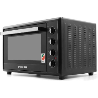 Nikai Oven Electric 100l with Rosting Function 4 Knobs Control 2200w NT1008RCAX 90 Mins Timer Double Glass Panel Stainless Steel Heating Elements With Thermostat